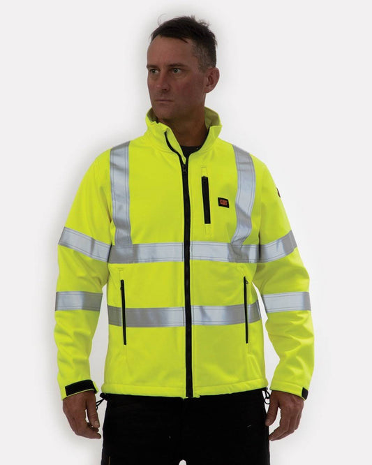 Cat Mens 1310097 Flame-Resistant Hi-Vis Soft Shell Jacket - Hi Vis Yellow 4X-Large Regular PBX8_T7EJJ07